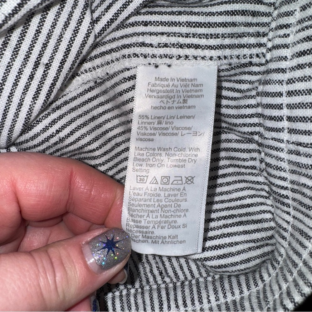 NEW! J. CREW Factory Linen Blend Striped Drawstring Shorts Grey/Wh. 3X GORGEOUS - Picture 10 of 12